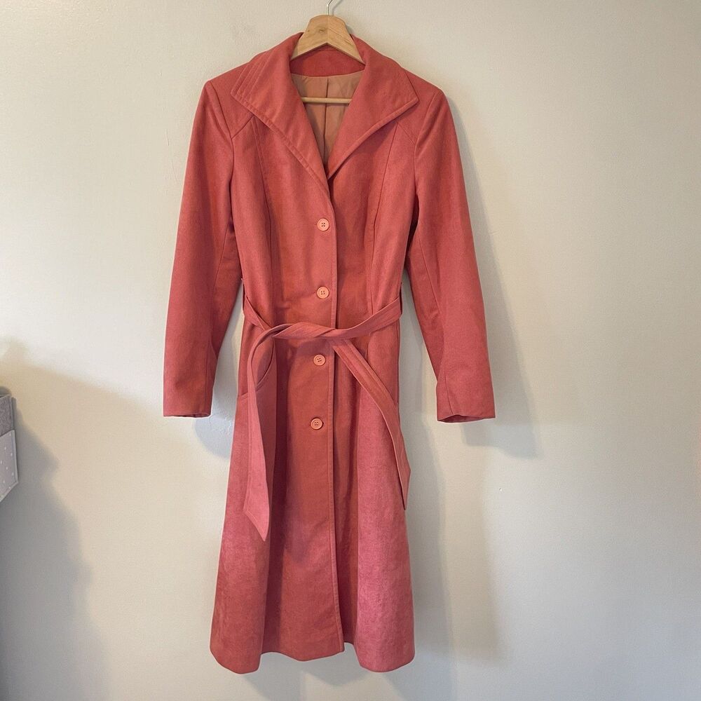 Forecaster Of Boston Long Trench Coat Jacket Made In USA Salmon Vintage
